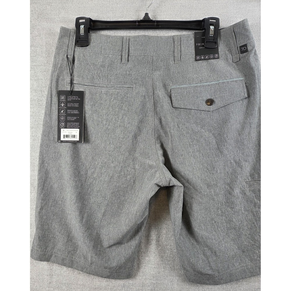 7 Diamonds Shorts Mens 31 Gray Velocity Performance 10 Inch Quick Dry Golf NEW